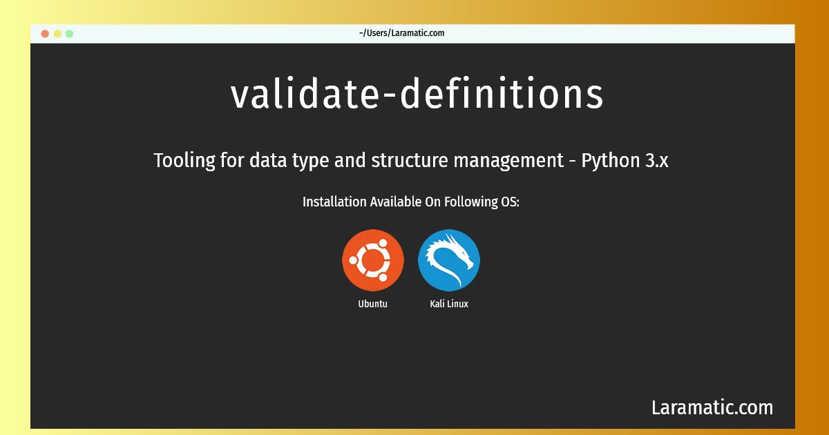Validate definitions Command Laramatic Validate definitions command laramatic